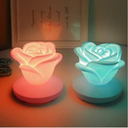 image-4 Colors Romantic Rose-shape Three Lighting Level Dimming Touch Night Light Valentine's Day Night Light