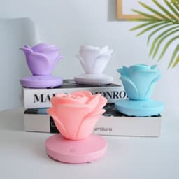 image-4 Colors Romantic Rose-shape Three Lighting Level Dimming Touch Night Light Valentine's Day Night Light