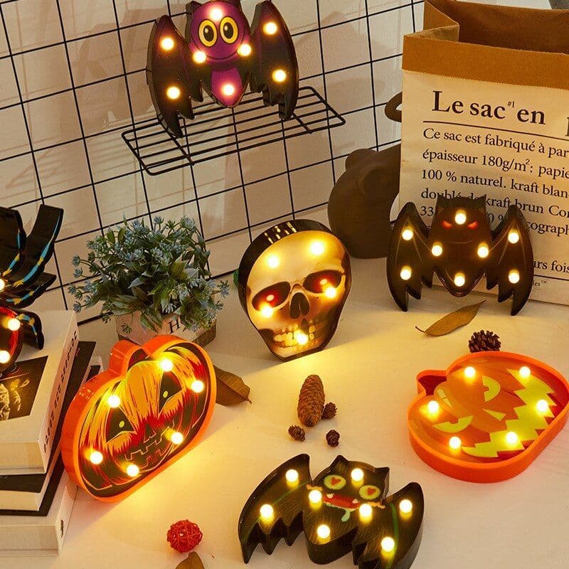 image-Halloween Lights Decoration LED Light Pumpkin Spider Bat Skull Outdoor Decorative Modeling Room Lights Decor Helloween Party