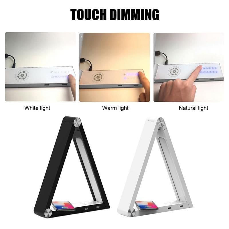 image-LED Triangle Table Lamp Wireless Charging Led Desk Lamps Rechargeable Table Lamps Smart Home Desk Art Light EU US UK Standard