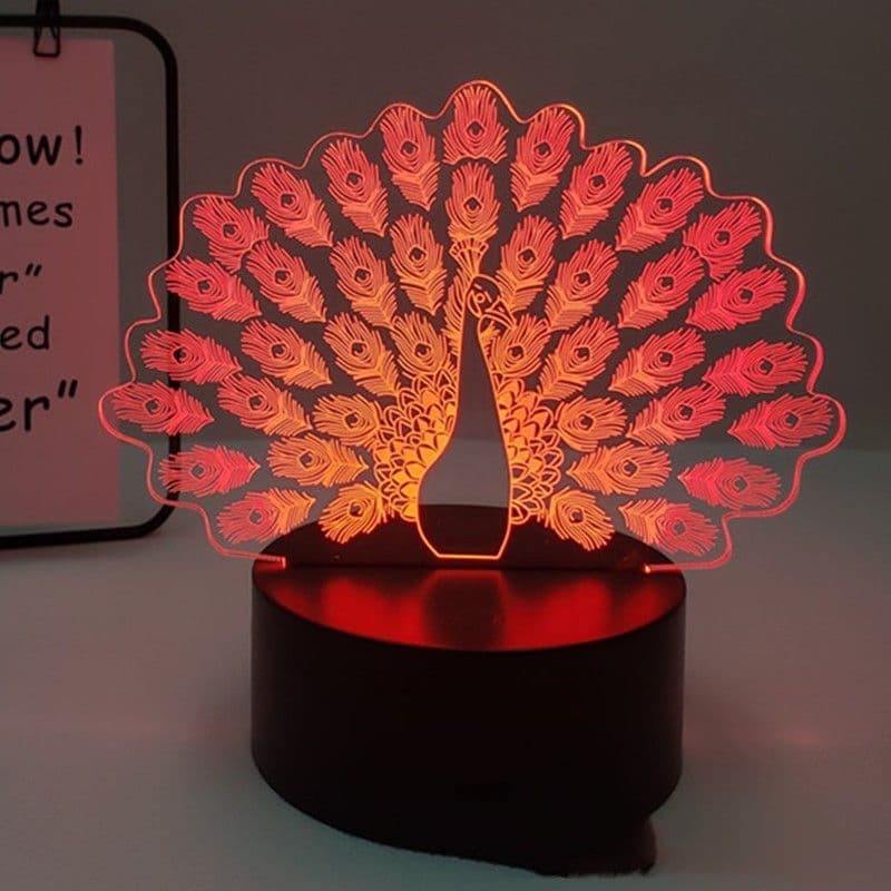 image-Peacock 3D Acrylic LED Light