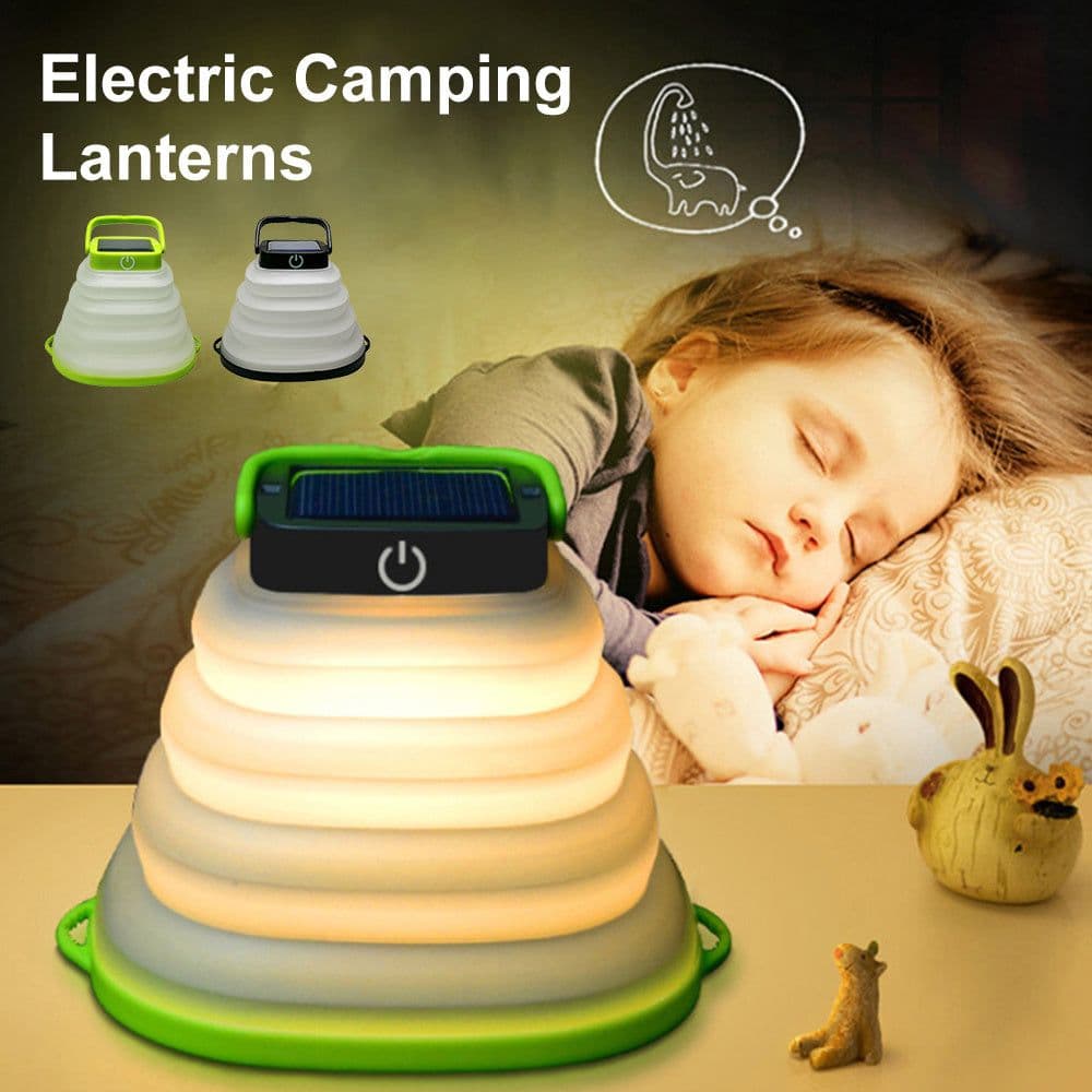 image-Collapsible Camping Light IP68 Waterproof Solar Foldable Lantern Solar Tent Lighting USB Rechargeable Outdoor Night Tools