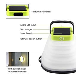 image-Collapsible Camping Light IP68 Waterproof Solar Foldable Lantern Solar Tent Lighting USB Rechargeable Outdoor Night Tools