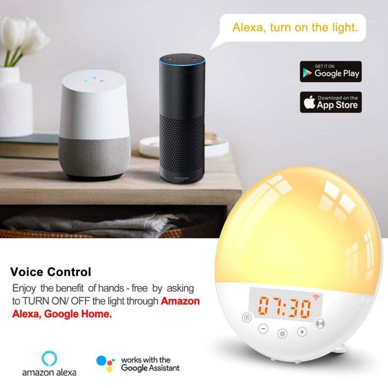 image-wifi voice control smart wake-up light alarm clock sunrise natural wake-up light