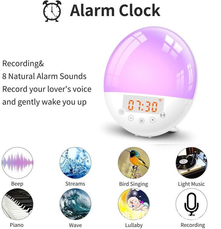 image-wifi voice control smart wake-up light alarm clock sunrise natural wake-up light