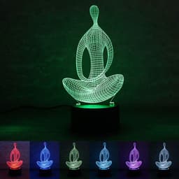 image-3D 7 Color Changing Yoga LED Meditation Of Acrylic Night Light Bedroom Illusion Lamp Livingroom Bedside Decor