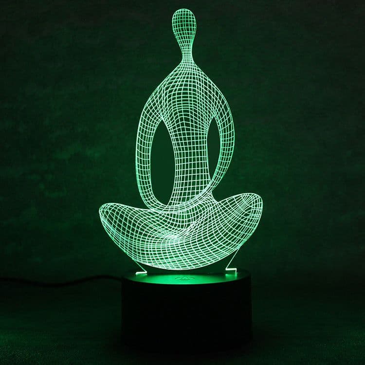 image-3D 7 Color Changing Yoga LED Meditation Of Acrylic Night Light Bedroom Illusion Lamp Livingroom Bedside Decor