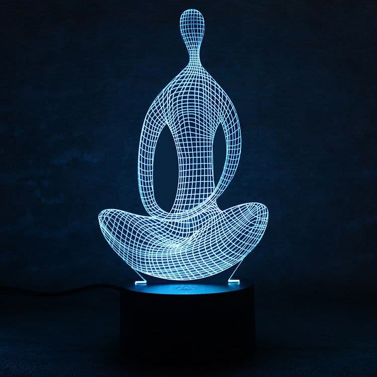 image-3D 7 Color Changing Yoga LED Meditation Of Acrylic Night Light Bedroom Illusion Lamp Livingroom Bedside Decor