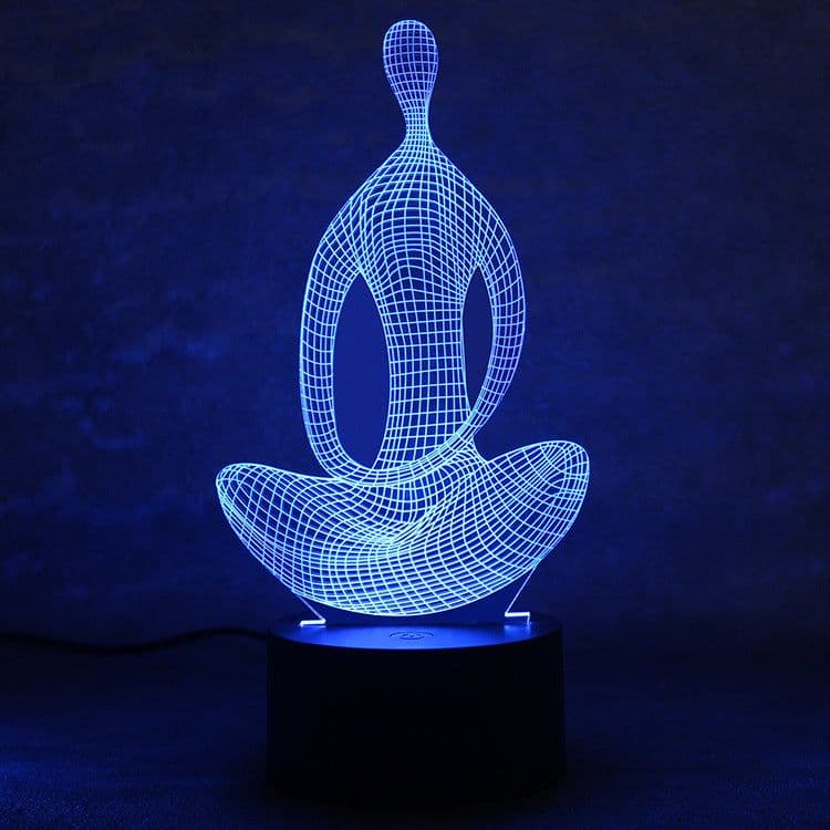image-3D 7 Color Changing Yoga LED Meditation Of Acrylic Night Light Bedroom Illusion Lamp Livingroom Bedside Decor