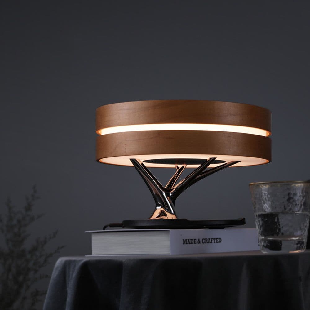 image-Round Intelligent Music Bluetooth Speaker Bed Lamp WiFi Circle Tree Of Led Light Wireless Charging For Living Room