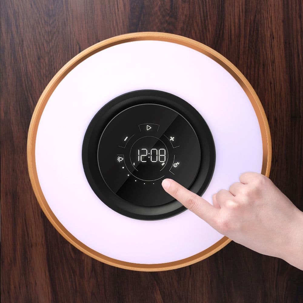 image-Round Intelligent Music Bluetooth Speaker Bed Lamp WiFi Circle Tree Of Led Light Wireless Charging For Living Room