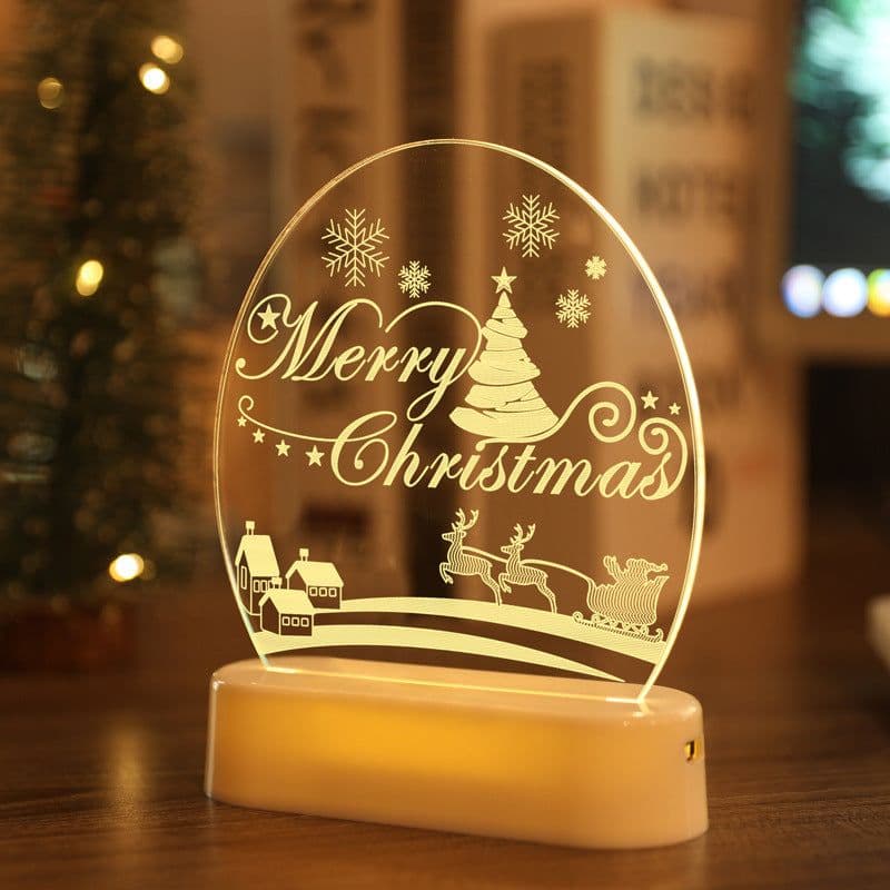 image-LED Fairy String Lights Battery USB 3D Santa Claus Tree Acrylic Night Light Wedding Christmas Decoration for Home Room Garland