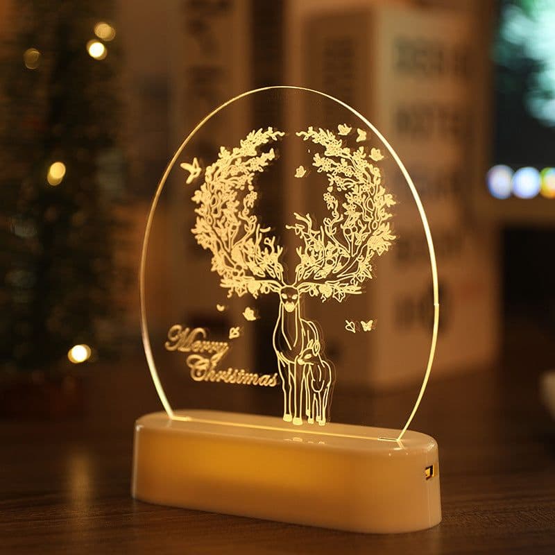 image-LED Fairy String Lights Battery USB 3D Santa Claus Tree Acrylic Night Light Wedding Christmas Decoration for Home Room Garland