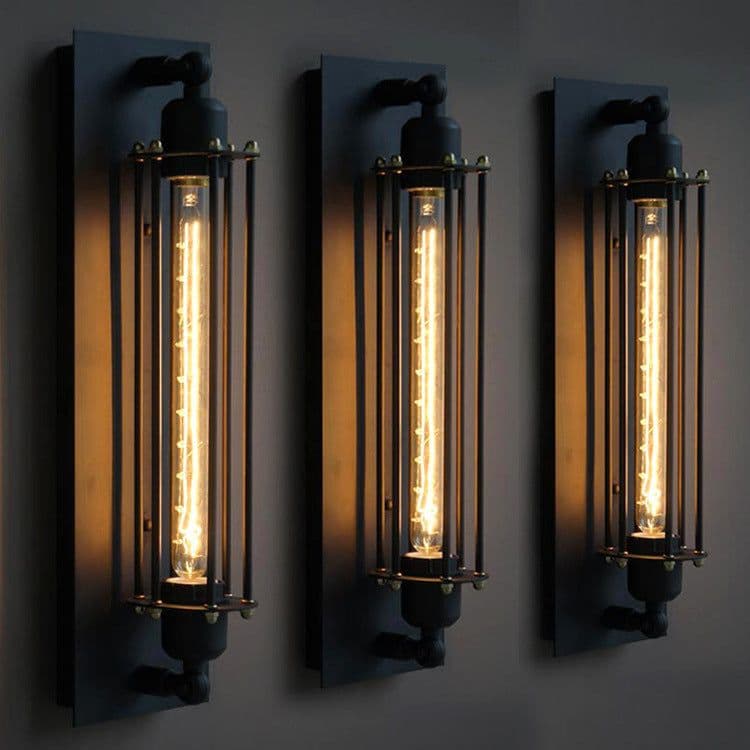 image-Industrial style retro wrought iron flute wall lamp