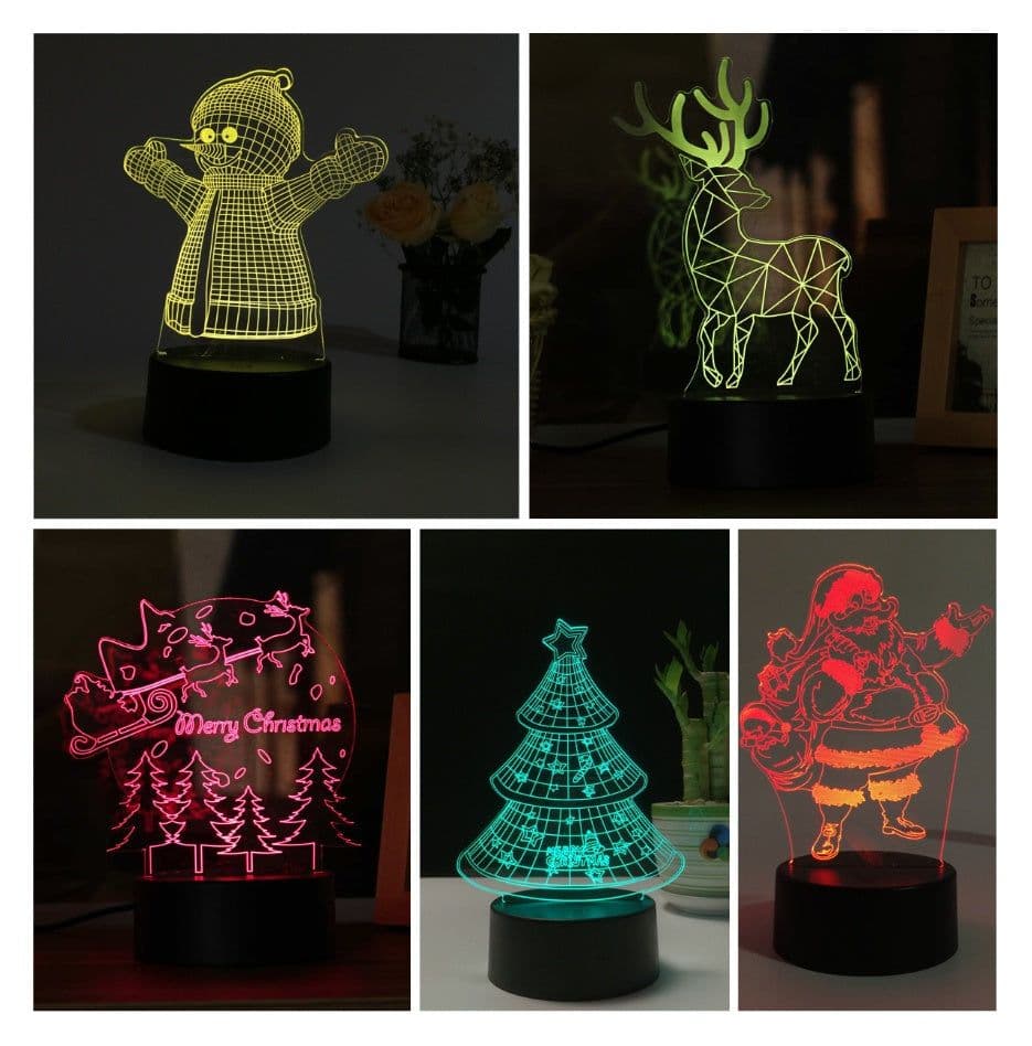 image-Christmas 3D table lamp colorful touch acrylic atmosphere light