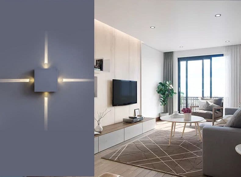 image-Modern simple square round LED aluminum wall light