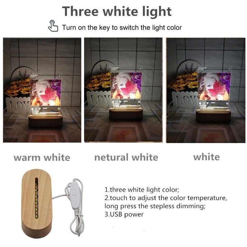 image-Custom Spotify Note Night Light 3D Dimmable USB Power Customized Colrful Photo Home Decor Festival Gift