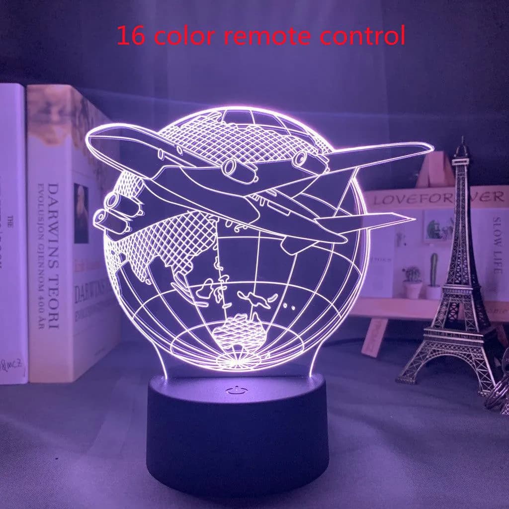 image-Custom 3d Lamp Airplane Hologram Baby Night Light Cool Name Customization Nightlight for Child Bedroom Decor 3d Led Night Light