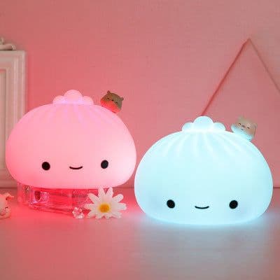 image-Soft Silicone Food and Play Steamed Buns Pat Light And Sleep Night Light