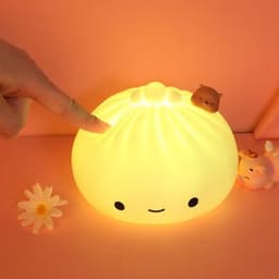image-Soft Silicone Food and Play Steamed Buns Pat Light And Sleep Night Light