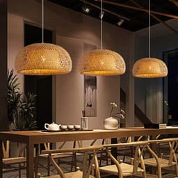 image-Bamboo Woven Simple Japanese Creative Pastoral Chandelier