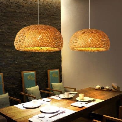 image-Bamboo Woven Simple Japanese Creative Pastoral Chandelier