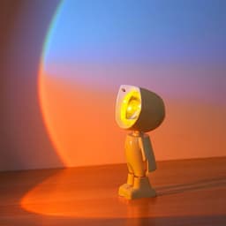 image-Rainbow Sunset Light Projector Lamp Atmosphere Led Night Light Romantic Mood Light Projector For Home Room Background Wall Decor Cute Robot Night Light Perfect For Home Decor
