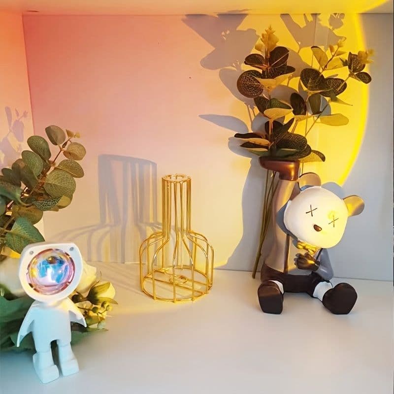 image-Rainbow Sunset Light Projector Lamp Atmosphere Led Night Light Romantic Mood Light Projector For Home Room Background Wall Decor Cute Robot Night Light Perfect For Home Decor