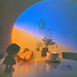 image-Rainbow Sunset Light Projector Lamp Atmosphere Led Night Light Romantic Mood Light Projector For Home Room Background Wall Decor Cute Robot Night Light Perfect For Home Decor