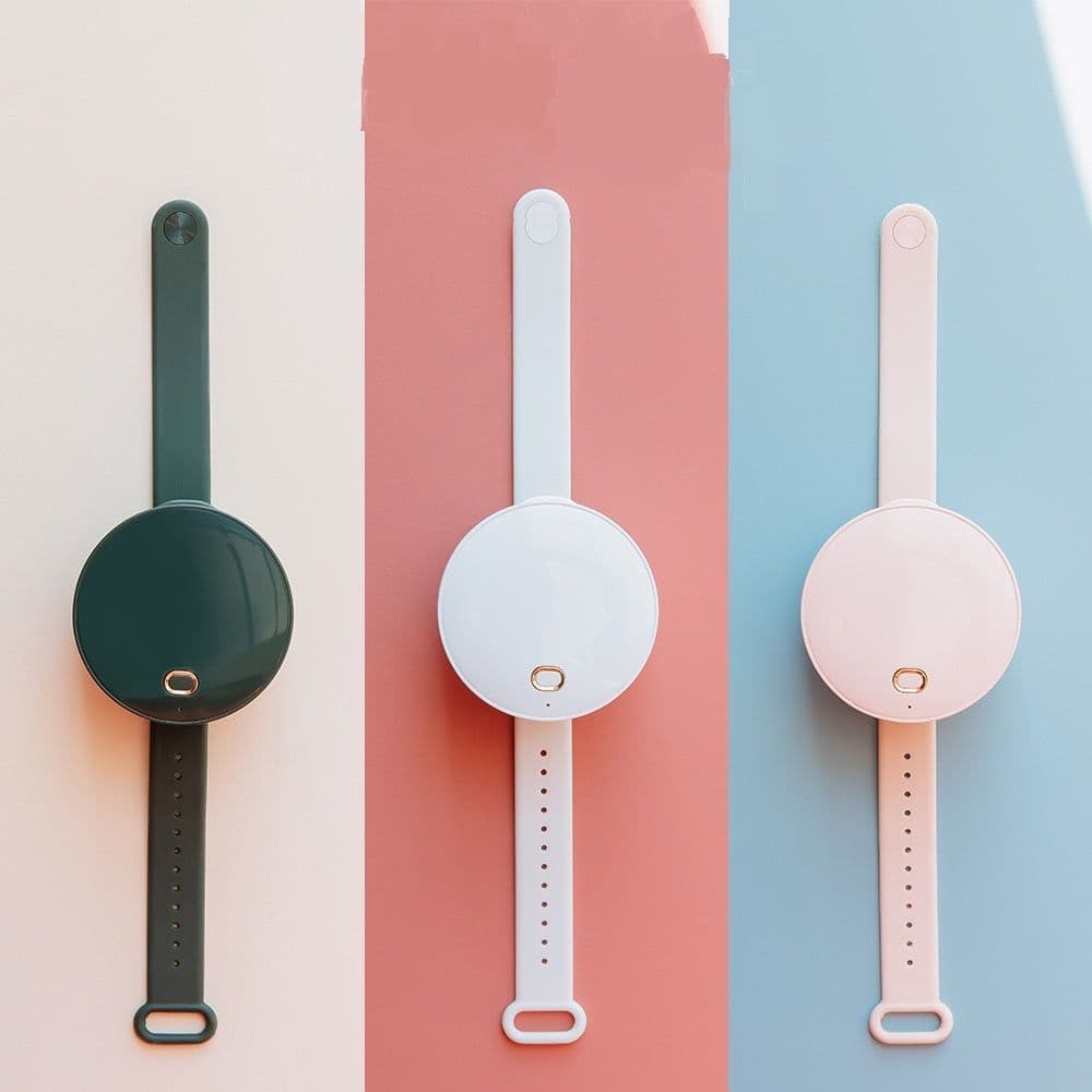 image-Portable Wrist Fan Mirror Leafless USB Rechargeable 3 Speed Adjustable Air Cooler Handheld