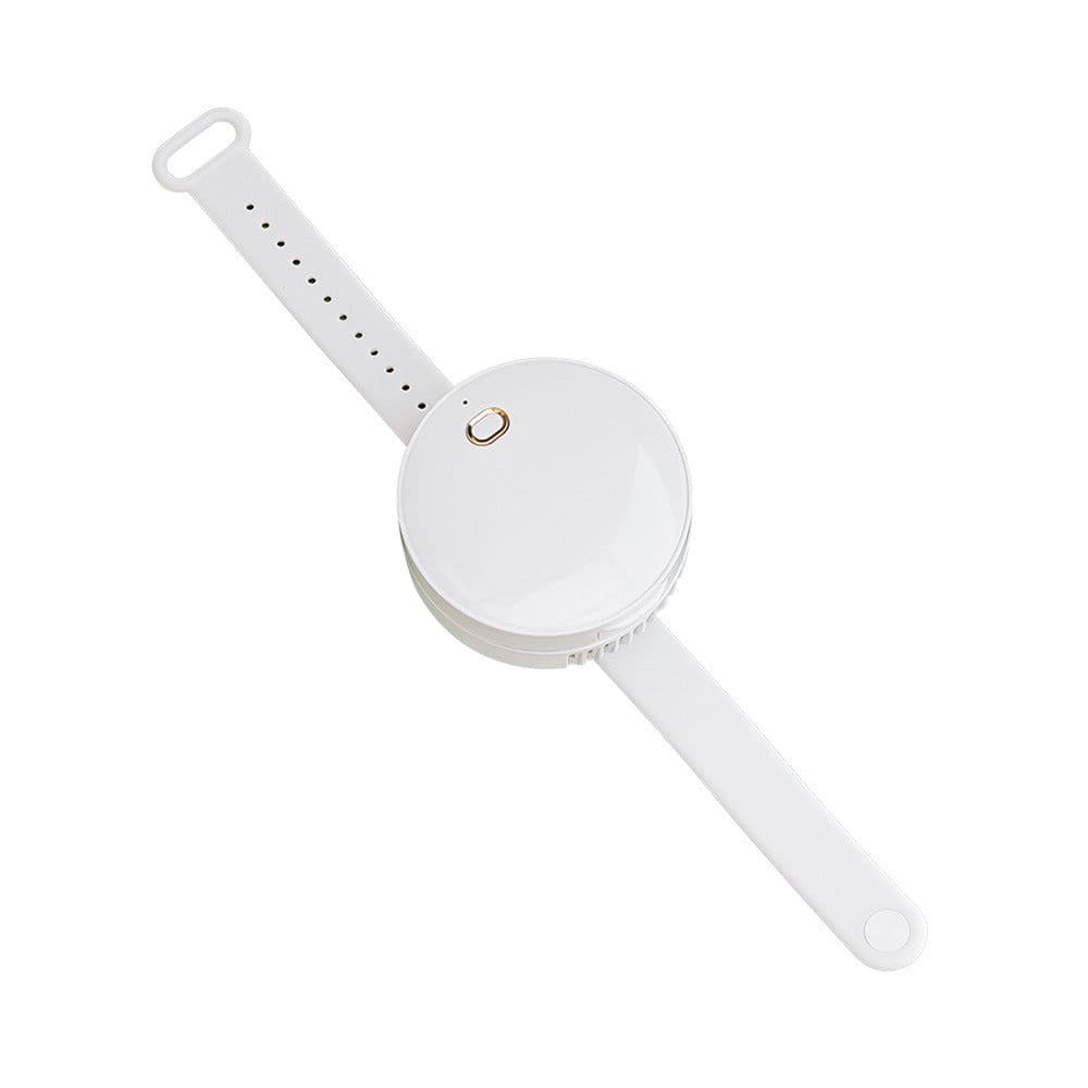image-Portable Wrist Fan Mirror Leafless USB Rechargeable 3 Speed Adjustable Air Cooler Handheld