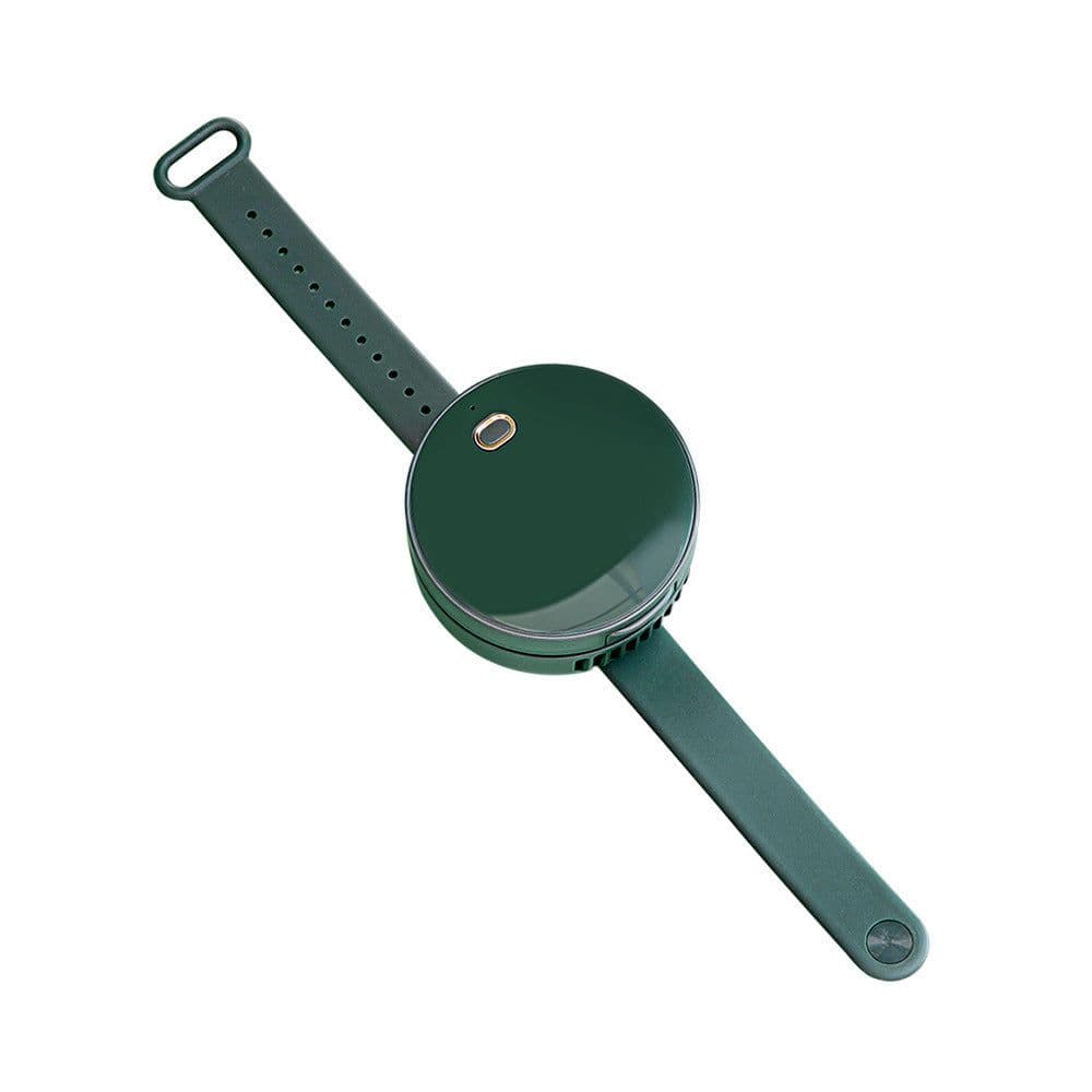 image-Portable Wrist Fan Mirror Leafless USB Rechargeable 3 Speed Adjustable Air Cooler Handheld