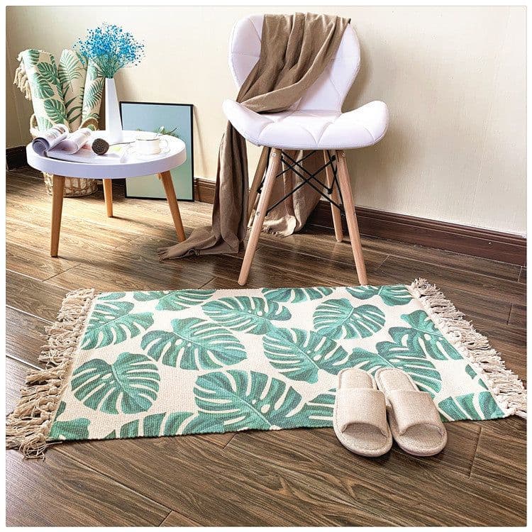 image-Nordic Cotton And Linen Carpet Home Decoration Living Room Coffee Table Blanket Bedroom Bed Long Strips Can Be Machine Washed