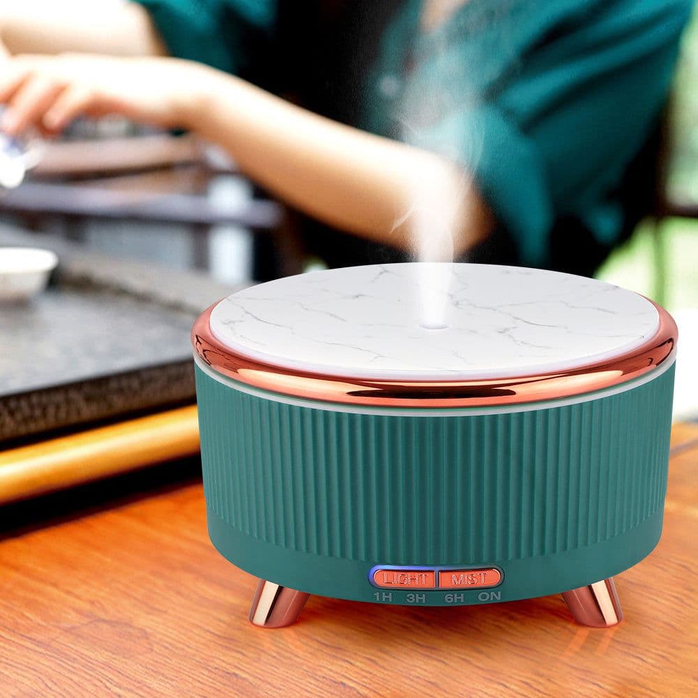 image-Ultrasonic Aroma Diffuser Wood Grain Home Mini 500ml Humidifier Desktop Large Capacity Essential Oil Diffuser