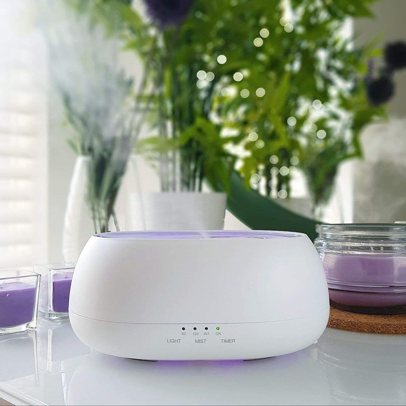 image-HOMEFISH Aroma Diffuser 500ml Ultrasonic Air Humidifier Colorful Light Fragrance Diffuser Essential Oil Diffuser For Home