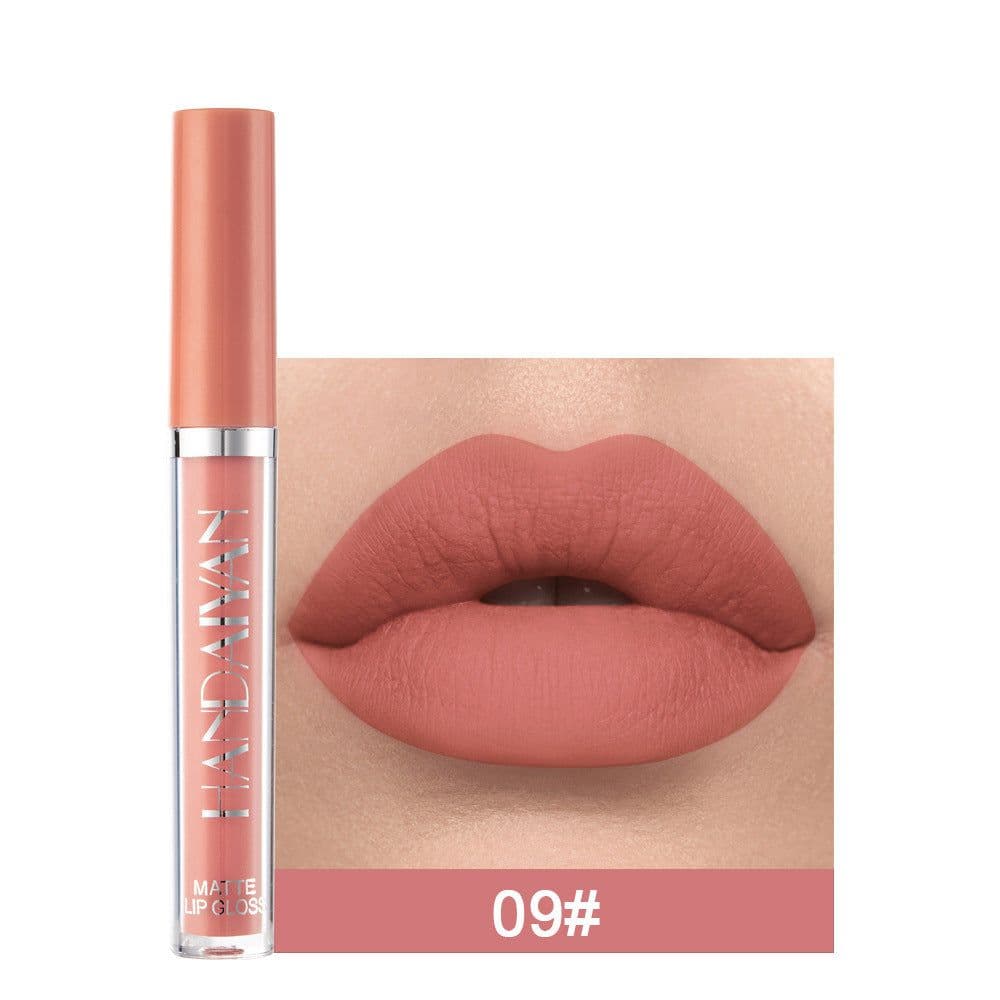 image-Handaiyan Matte Lip Glaze Liquid Lipstick Mini Tube Lip Gloss Waterproof Non Stick Cup Lip Gloss Genuine