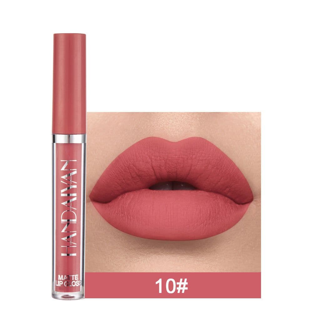 image-Handaiyan Matte Lip Glaze Liquid Lipstick Mini Tube Lip Gloss Waterproof Non Stick Cup Lip Gloss Genuine