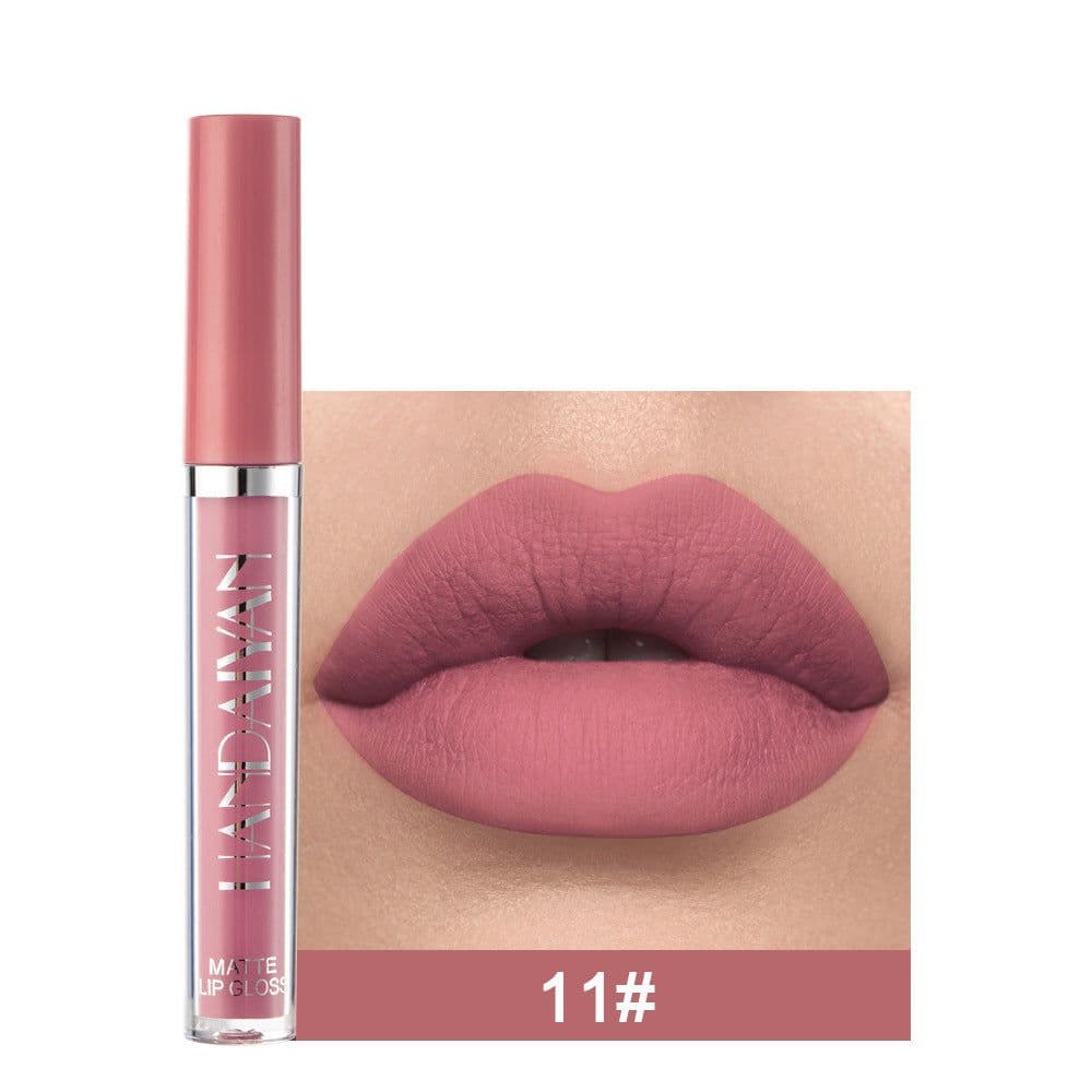 image-Handaiyan Matte Lip Glaze Liquid Lipstick Mini Tube Lip Gloss Waterproof Non Stick Cup Lip Gloss Genuine