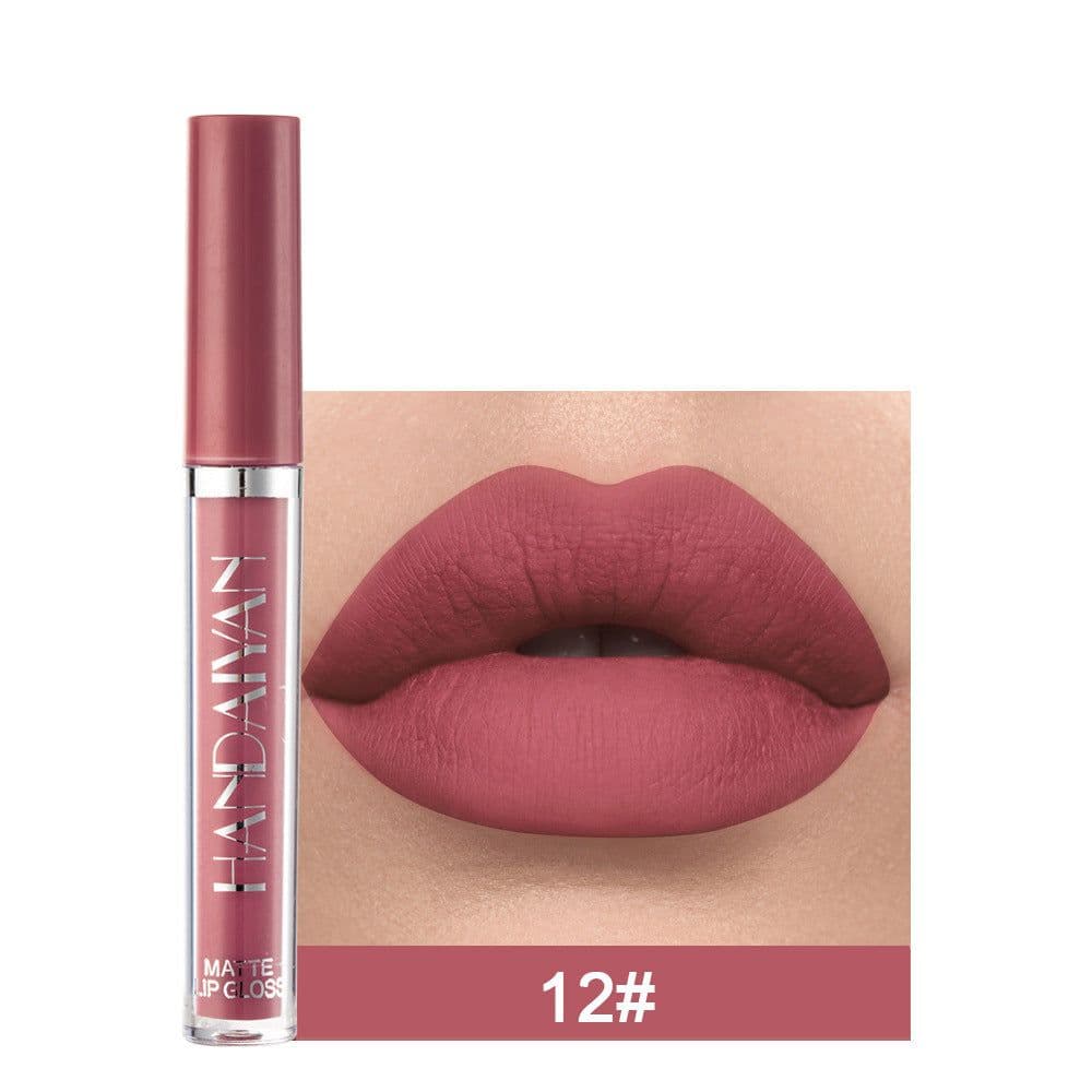 image-Handaiyan Matte Lip Glaze Liquid Lipstick Mini Tube Lip Gloss Waterproof Non Stick Cup Lip Gloss Genuine