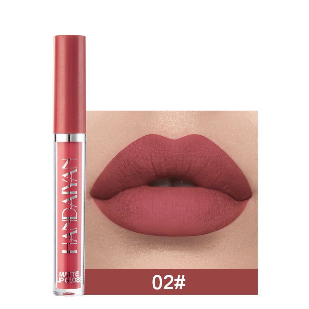 image-Handaiyan Matte Lip Glaze Liquid Lipstick Mini Tube Lip Gloss Waterproof Non Stick Cup Lip Gloss Genuine