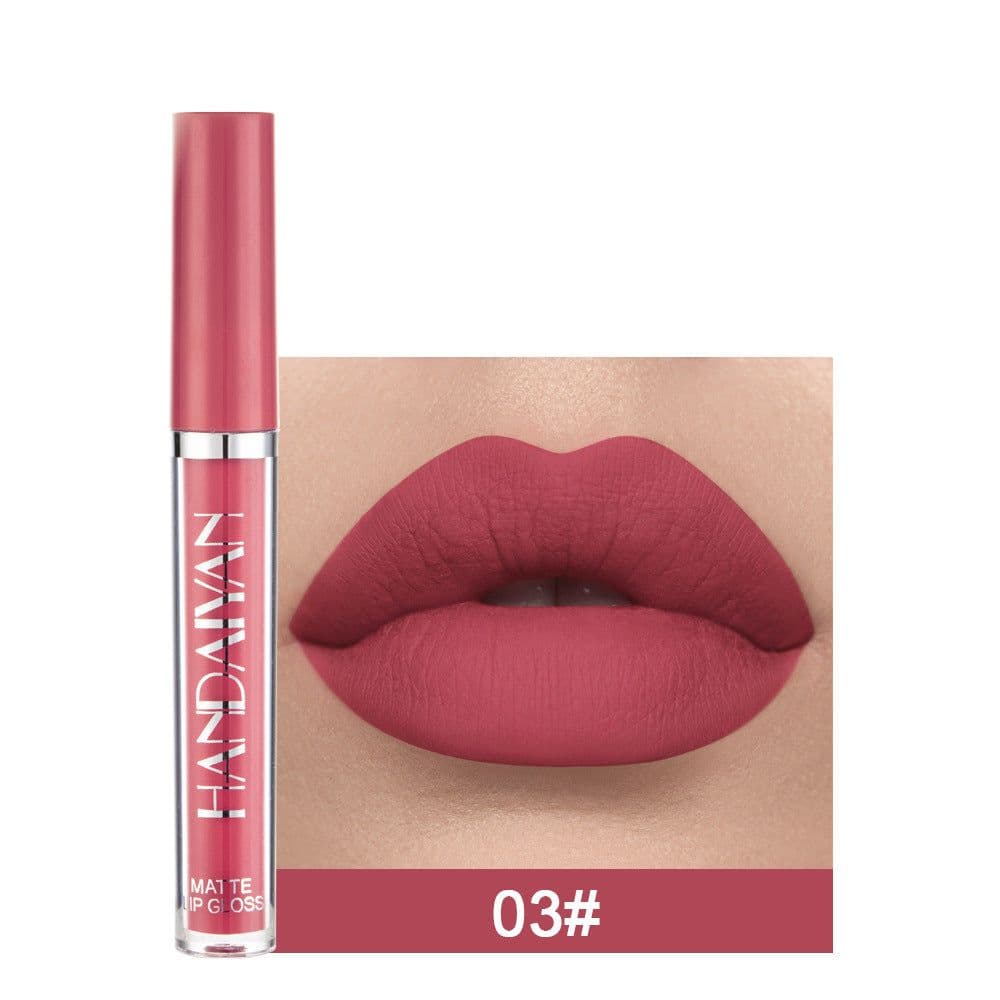 image-Handaiyan Matte Lip Glaze Liquid Lipstick Mini Tube Lip Gloss Waterproof Non Stick Cup Lip Gloss Genuine