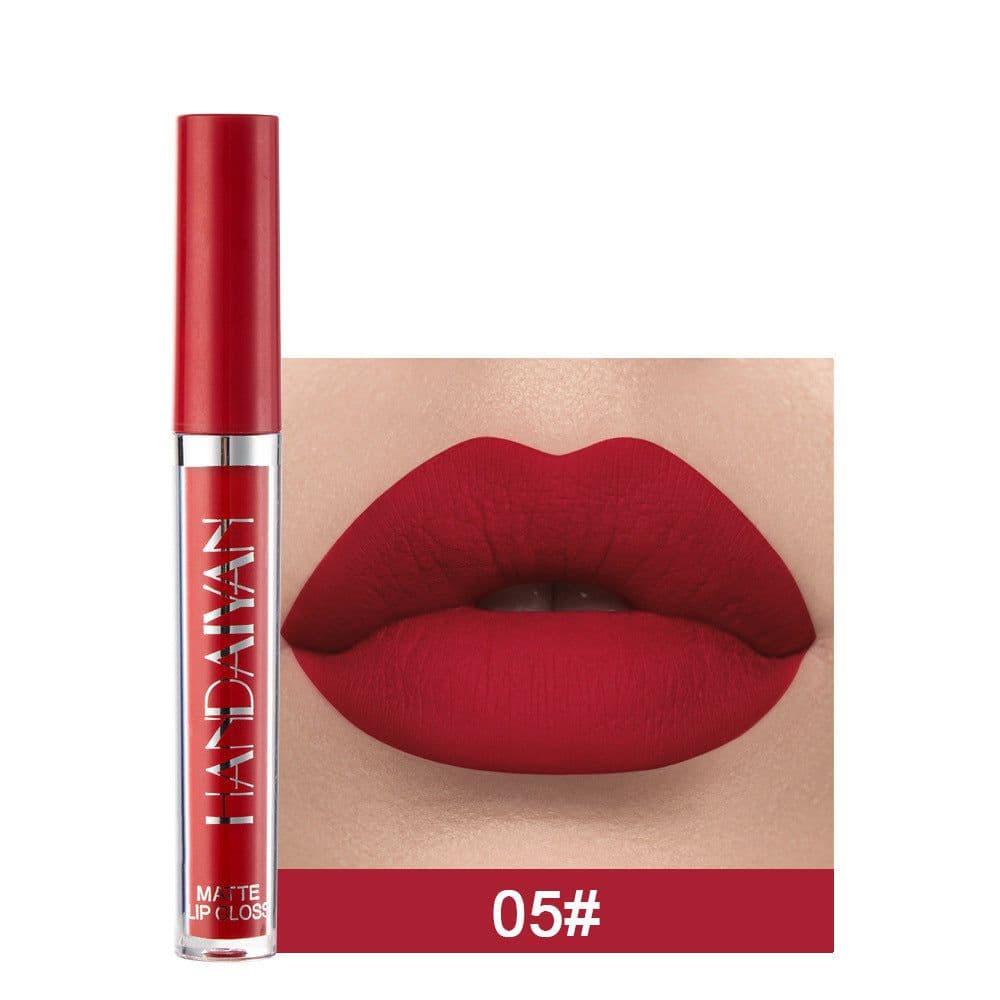 image-Handaiyan Matte Lip Glaze Liquid Lipstick Mini Tube Lip Gloss Waterproof Non Stick Cup Lip Gloss Genuine