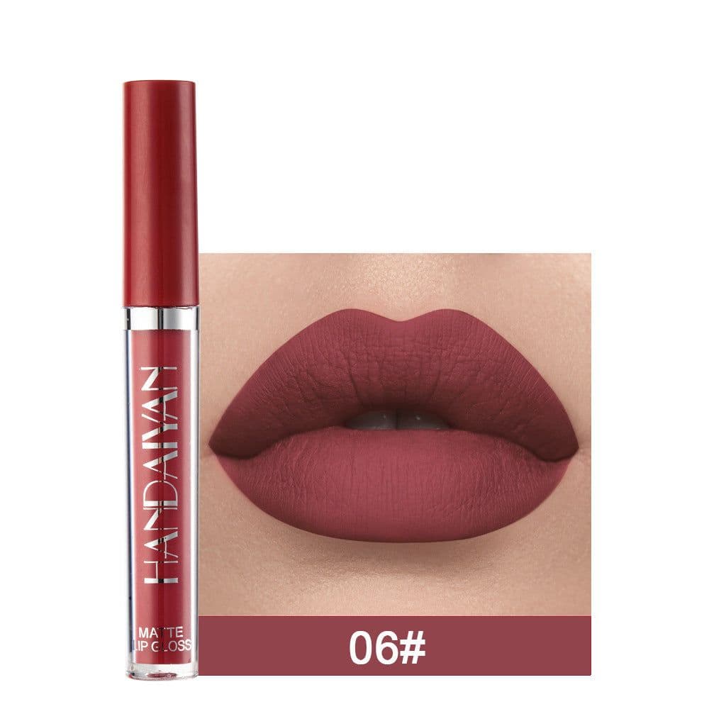image-Handaiyan Matte Lip Glaze Liquid Lipstick Mini Tube Lip Gloss Waterproof Non Stick Cup Lip Gloss Genuine