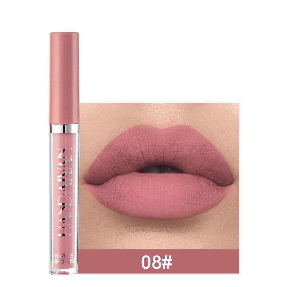 image-Handaiyan Matte Lip Glaze Liquid Lipstick Mini Tube Lip Gloss Waterproof Non Stick Cup Lip Gloss Genuine