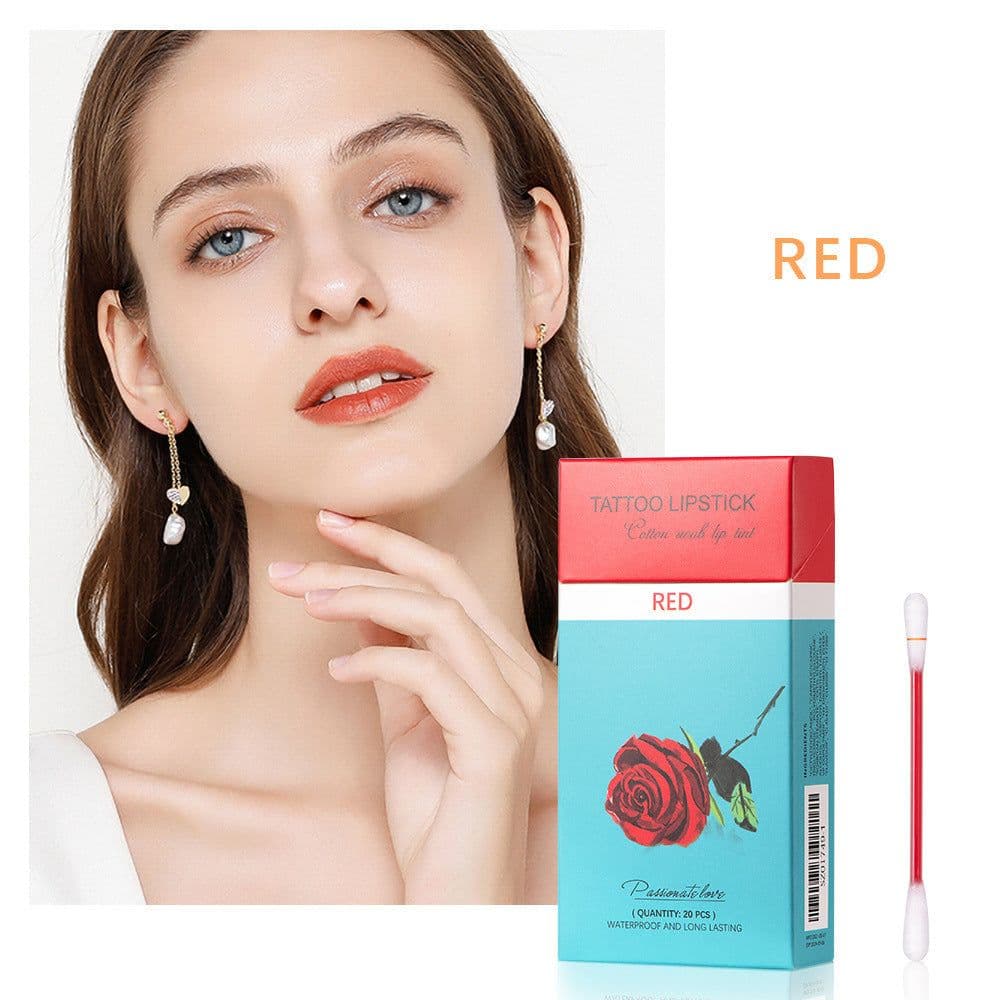 image-20 Pcs Set Cotton Swab Lipsticks For Outdoor Portable Lipsticks Cosmetics Waterproof Case Lasting Long Cigarette Liquid Lipstick