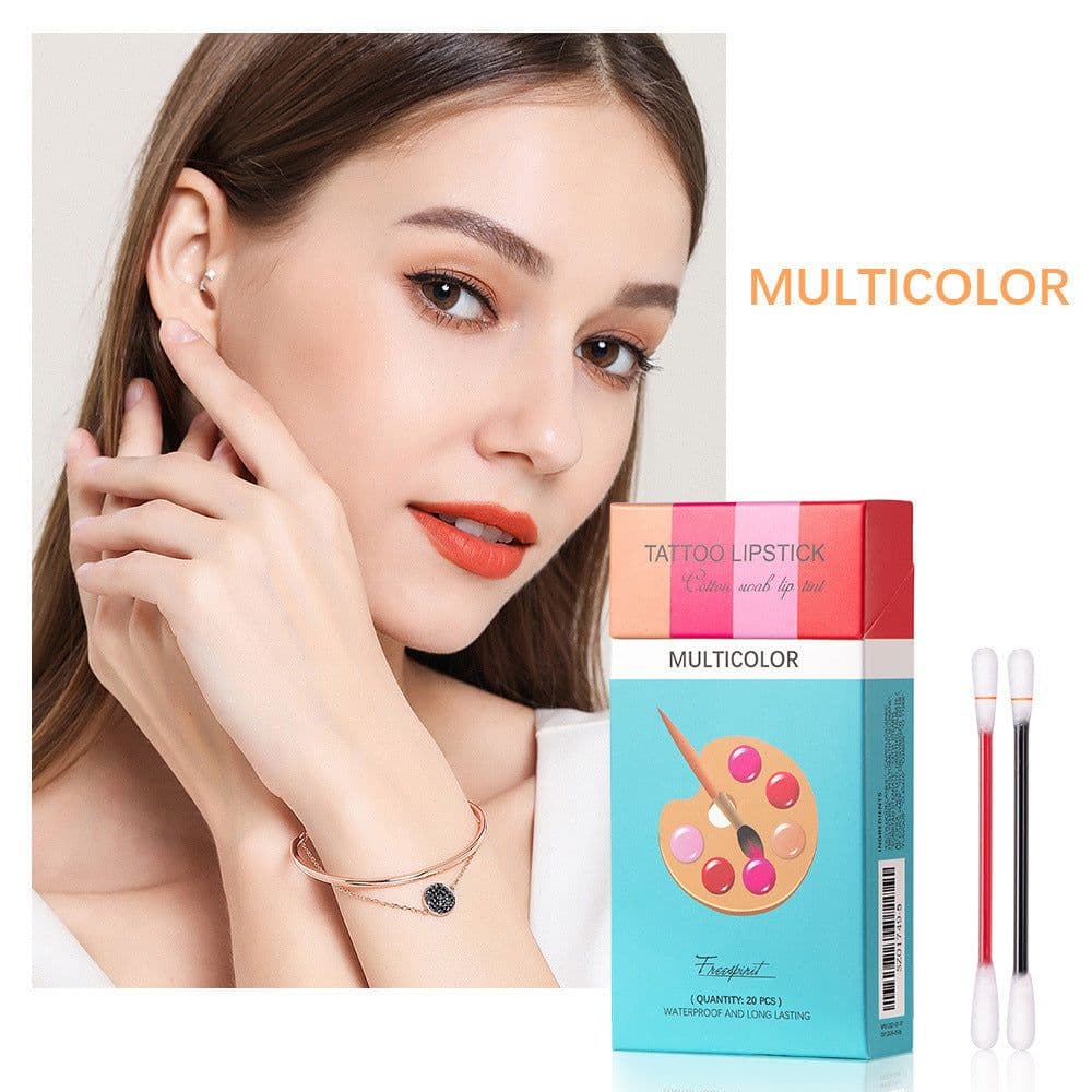 image-20 Pcs Set Cotton Swab Lipsticks For Outdoor Portable Lipsticks Cosmetics Waterproof Case Lasting Long Cigarette Liquid Lipstick