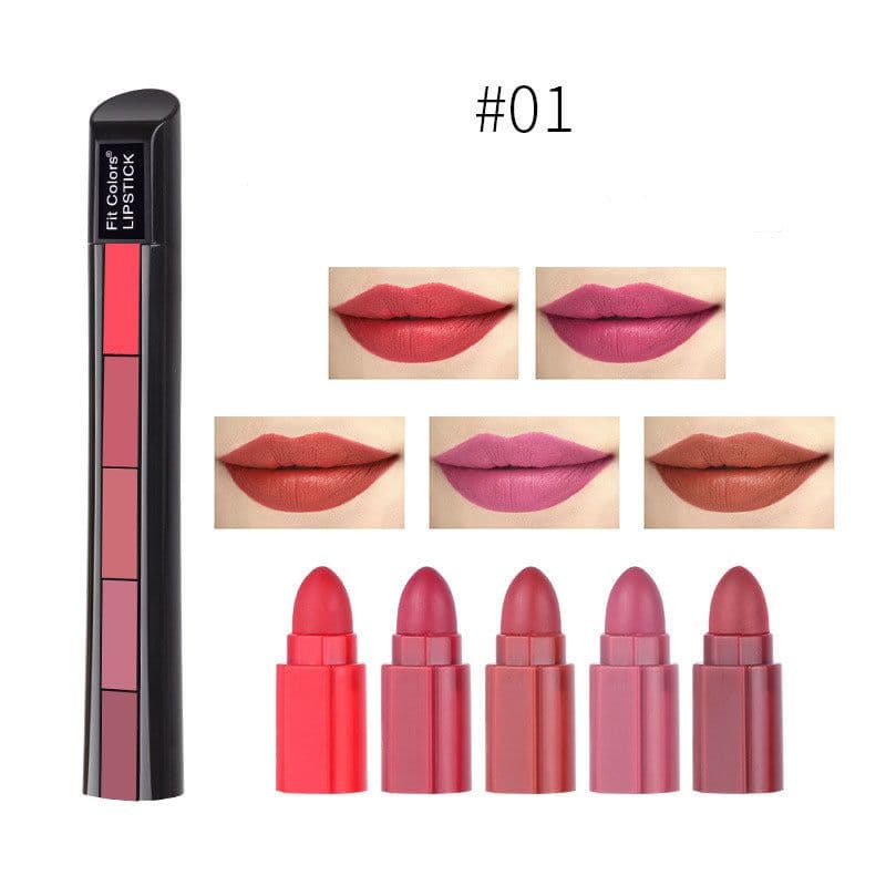 image-Matte 5-color Lipstick Set Velvet Lip Stick Non-stick Lip Gloss Long Lasting Waterproof Sexy Red Lipstick