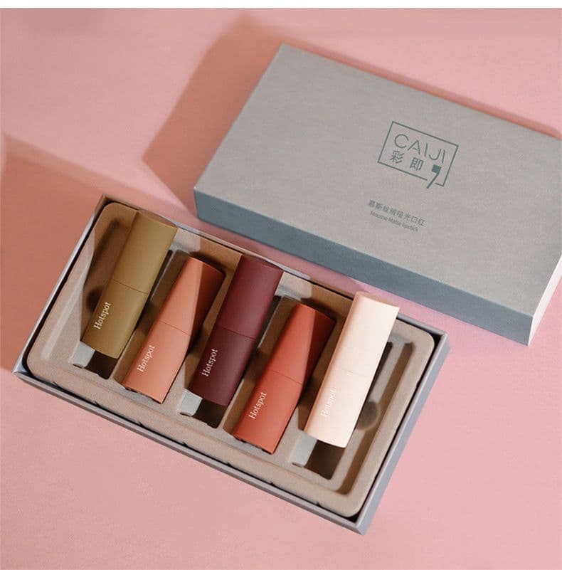 image-Gift Box Lipstick Set Cosmetic Mousse Velvet Matte Waterproof Non-stick Cup