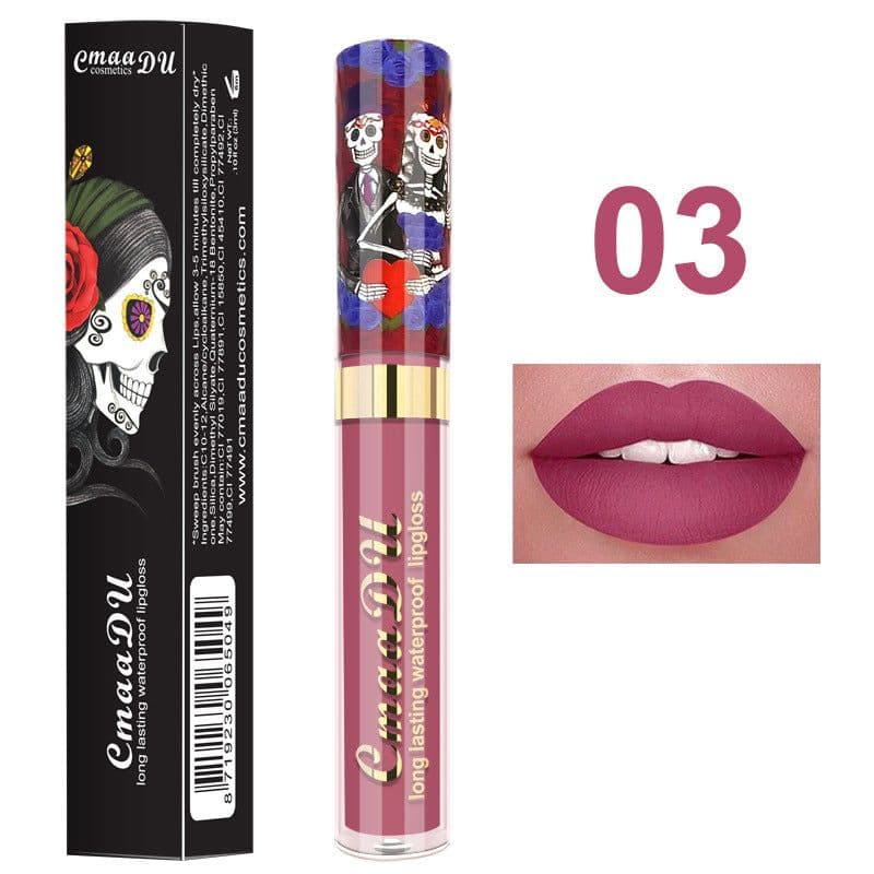 image-Light Metal Pearlescent Skull Single Lip Gloss Lipstick