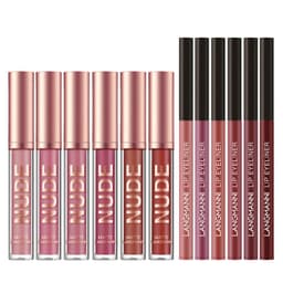 image-Lip Liner And Lipstick Makeup 12 Pcs Set 6 Matte Lipstick 6 Lip Liner Pens Waterproof Long Lasting Matte Lipstick Beauty Cosmetics Makeup Gift For Girls Lipstick Set